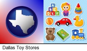 a variety of toys in Dallas, TX